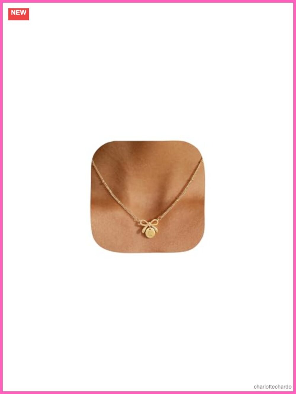 14K Gold Plated Bow Initial Necklace for Women Dainty Personalized Jewelry